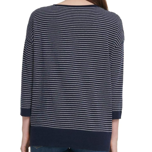 DKNY Striped Navy Top - Size L - Women's Casual Shirt - Image 2