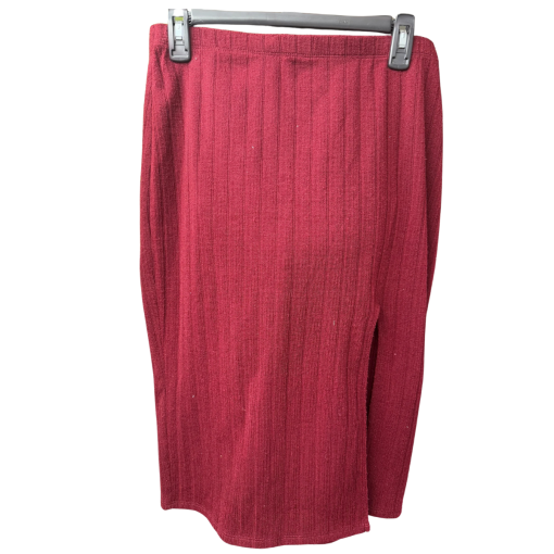 City Studio Burgundy Ribbed Midi Skirt - XL - Women's Clothing