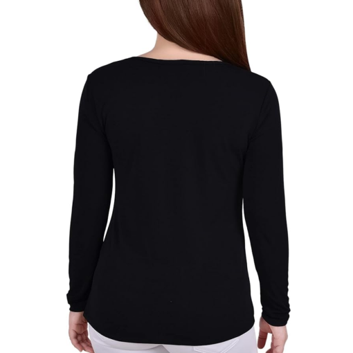 Ny Collection Wine Colorblock Blouse - Long Sleeve Top - Size L - Image 2