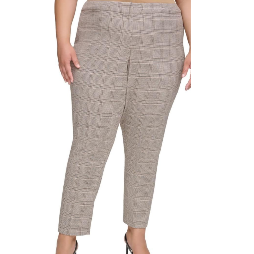 Calvin Klein Plus Plaid Ankle Pants - Taupe 16W - Women's Trousers