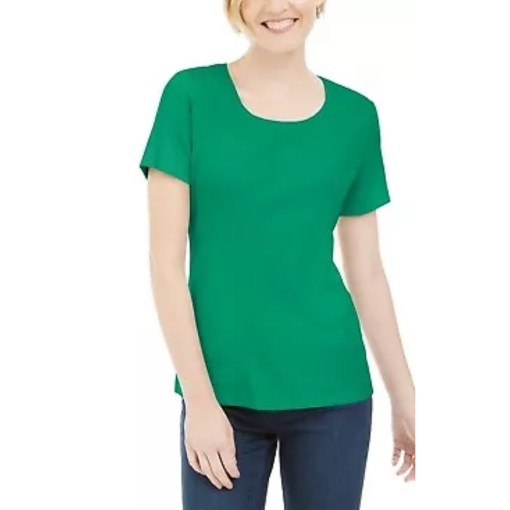 Karen Scott Green Scoop Neck T-Shirt - Size L - Women's Tops