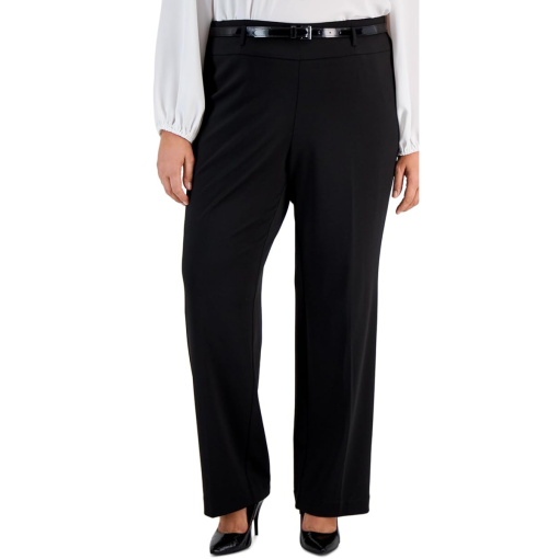 Kasper Plus Black Wide Leg Pants - Plus Size Work Trousers