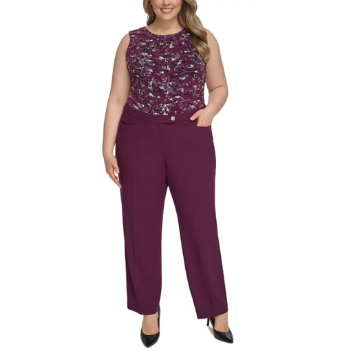 Calvin Klein Plus Aubergine Pants 22W Women's Work Pants