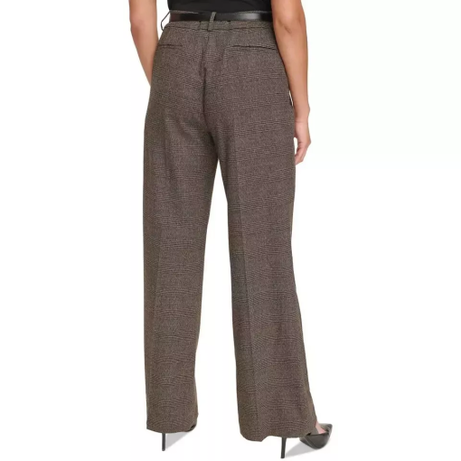 Calvin Klein Brown Plaid Wide Leg Pants - Size 10 - Women's Trousers - Image 2