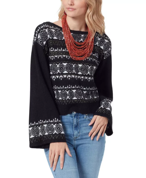 Sam Edelman Black Fair Isle Sweater - Medium - Women's Pullover