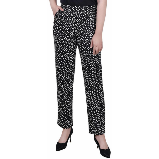 Ny Collection Petite Black Polka Dot Pants - Women's Trousers