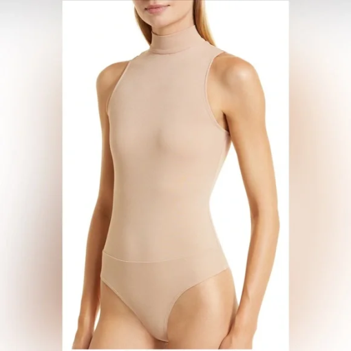 DKNY Beige Mock Neck Bodysuit - Size L - Women's Tops - Image 3