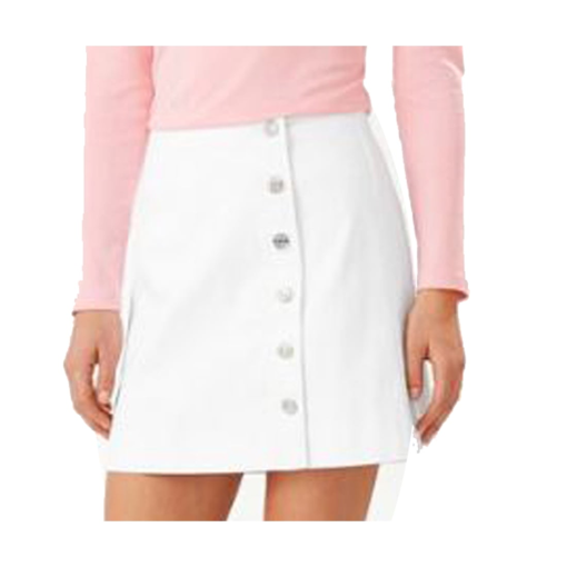 Tommy Hilfiger White Mini Skirt - Size (S/M/L) - Button Up Skirt