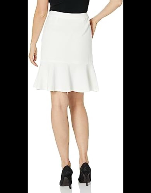 Le Suit White Flounce Skirt Size 12 - Women's Pencil Skirt