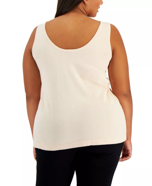 Anne Klein Plus Size Cream Tank Top - Sleeveless Sweater - 1X - Image 2