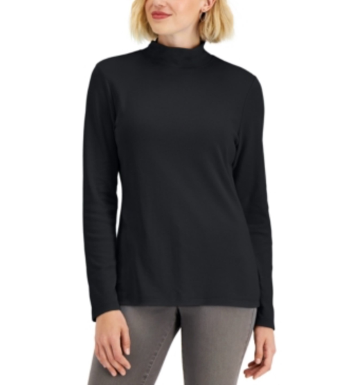 Karen Scott Black Mock Neck Top - Women's XL - Turtleneck Shirts