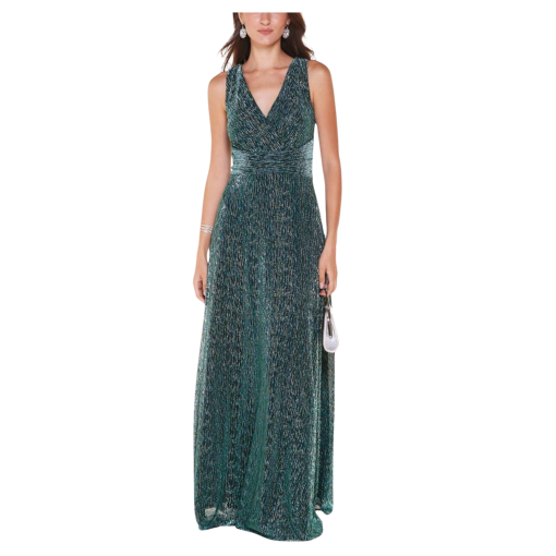 Womens R&M Richards Sleeveless Crinkle Surplus Evening Gown 10