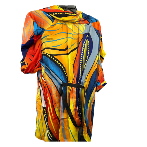 BCBGMAXAZRIA Abstract Print Silk Blouse, L, Multicolor, Top - Image 2