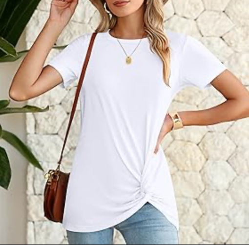 CAARA White Knot Front T-Shirt - Small - Women's Tops