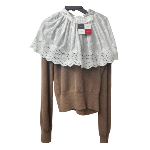 CONCEPT Brown Sweater with White Collar - XS - Women's Knitwear