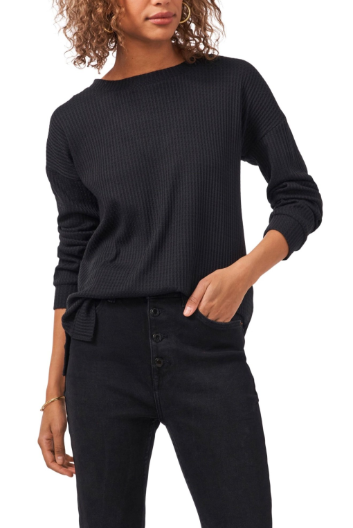 1.STATE Black Waffle Knit Top - Small - Women's Shirts