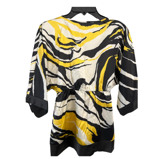 BCBGMAXAZRIA XS Yellow Black Print Blouse Top - Women's Fashion - Image 2