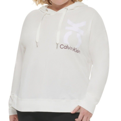 Calvin Klein Plus White Hoodie Sweatshirt 1X - Women's Pullover