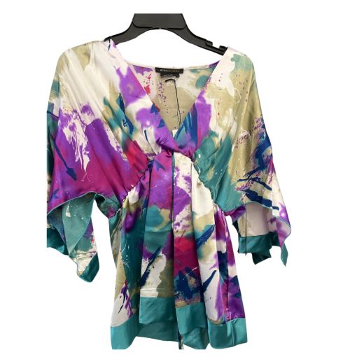 BCBGMAXAZRIA Abstract Print Blouse Medium Silk Top