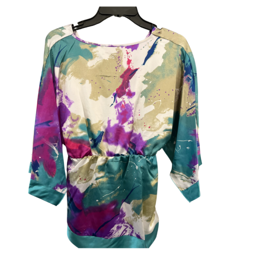 BCBGMAXAZRIA Abstract Print Blouse Medium Silk Top - Image 2