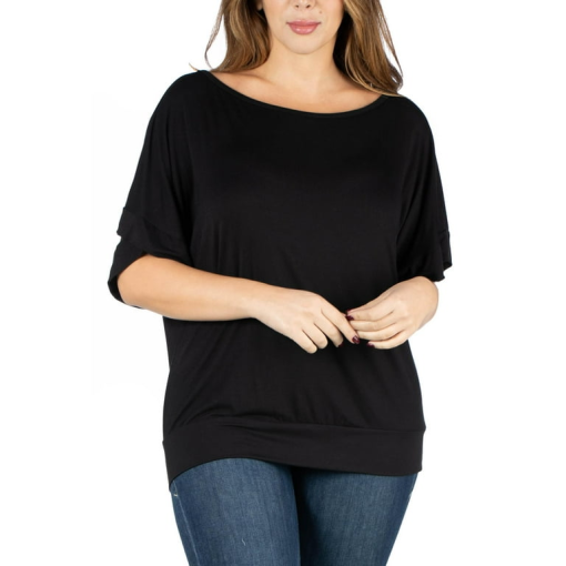 24 Seven Black Dolman Top XL - Women's Plus Size Shirts