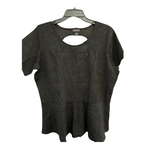 JUST ONE Black Peplum Top Plus Size 1X - Women's Blouse