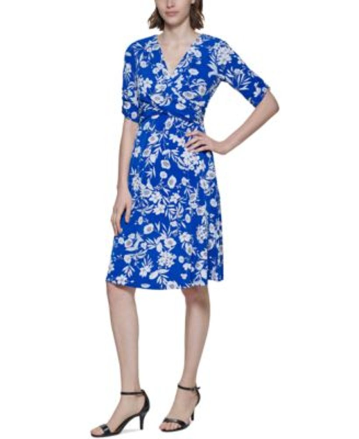 Jessica Howard Blue Floral Midi Dress Plus Size 22W - Dresses