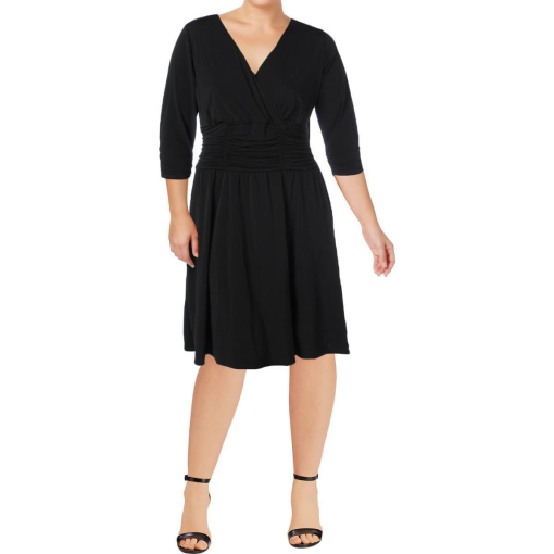 NY Collection Plus Black Ruched Dress - Plus Size A-Line Dress