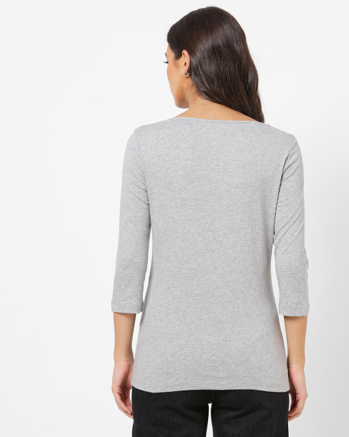 Tommy Hilfiger Gray 3/4 Sleeve Top - Size M - Women's Shirt - Image 2