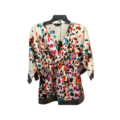 BCBGMAXAZRIA Printed Blouse M - White Multi-Color Top - Women's Wear