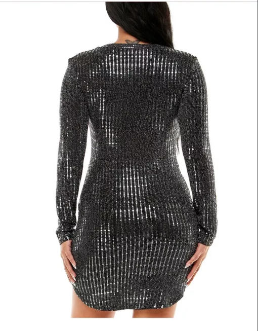 B-Darlin Black Sequin Bodycon Dress - Plus Size Party Dress - Image 2