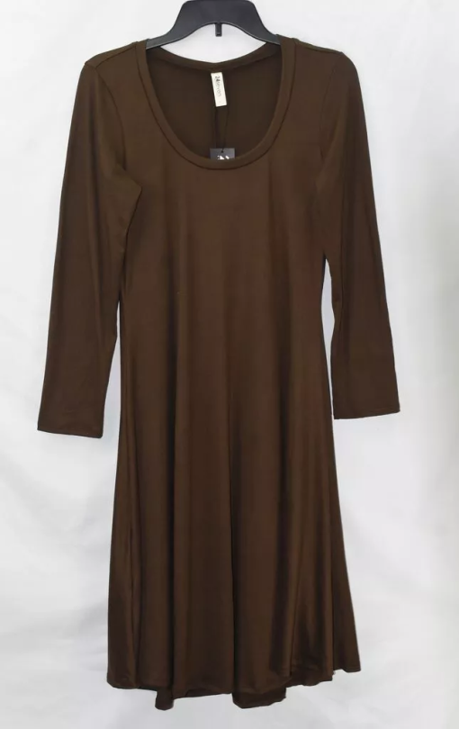 24seven Brown Long Sleeve Dress 2X - Women's Midi Dress