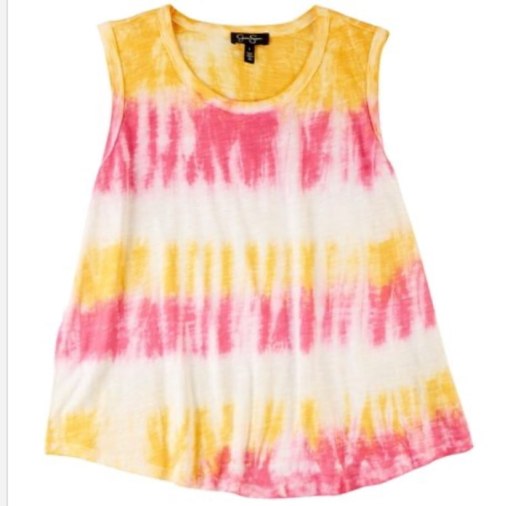 Jessica Simpson Tie Dye Tank Top - Pink/Yellow - M - Women's Tops