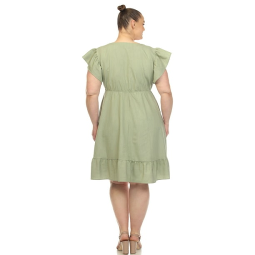 White Mark Plus Sage Ruffle Dress Plus Size 3XL - Women's Dresses - Image 2