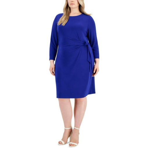 KASPER Plus Cobalt Blue Faux Wrap Dress - Plus Size Dresses