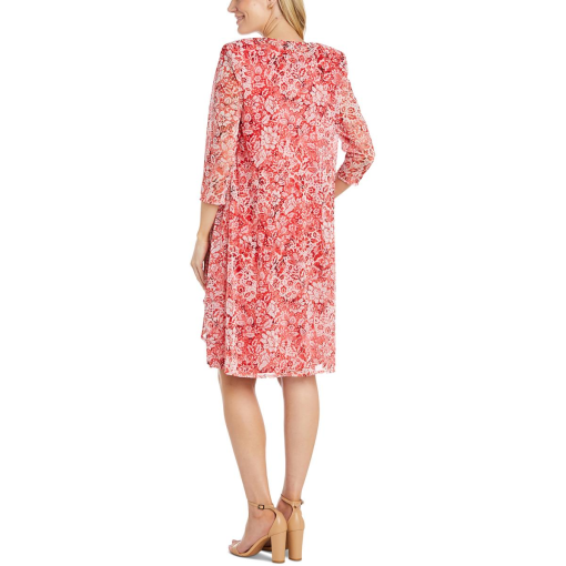 R&M Richards Coral Floral Dress Jacket Set Size 6 - Daytime Dresses - Image 2