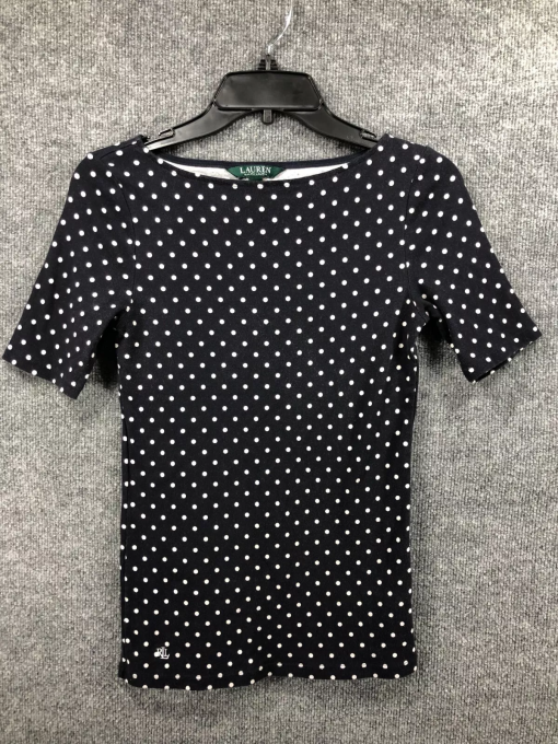 Lauren Black Polka Dot Top XXL Women's Blouse