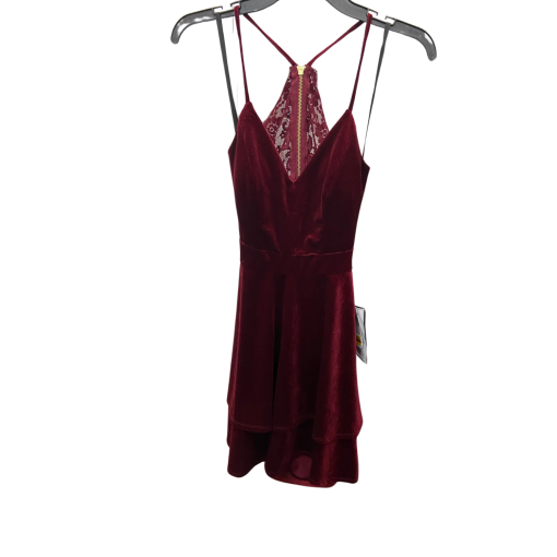 B-Darlin Burgundy Velvet Mini Dress - Juniors Size 1/2 - Party Dress