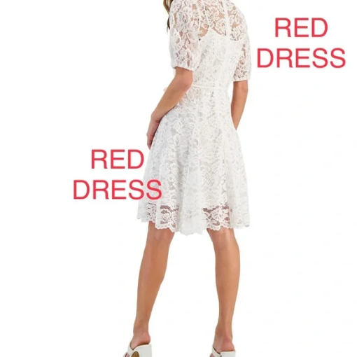 Tahari Petite Ivory Lace Dress 8P - Fit & Flare Cocktail Dress - Image 2