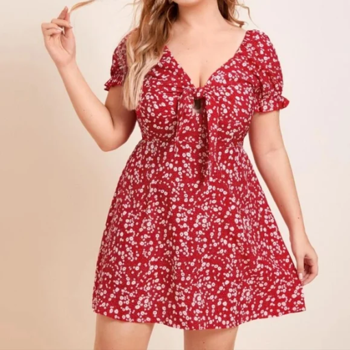 City Chic Red Floral Mini Dress Size 16 - Summer Dress