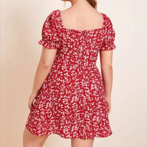 City Chic Red Floral Mini Dress Size 16 - Summer Dress - Image 2