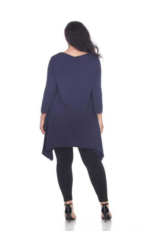 White Mark Navy Plus Size Tunic Top - Asymmetrical Hem - 4XL - Image 2