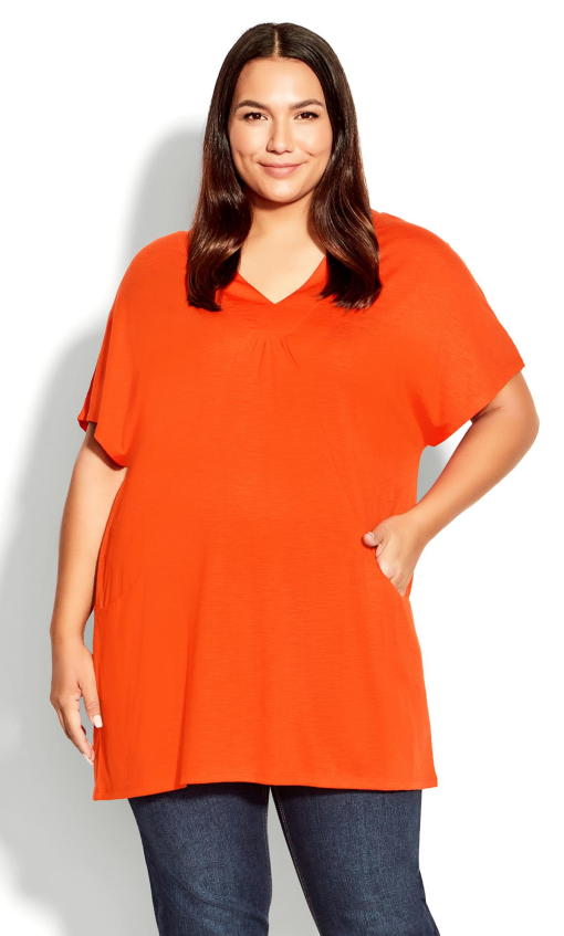 Avenue TUNIC PKT PLEAT - Orange - 22-24