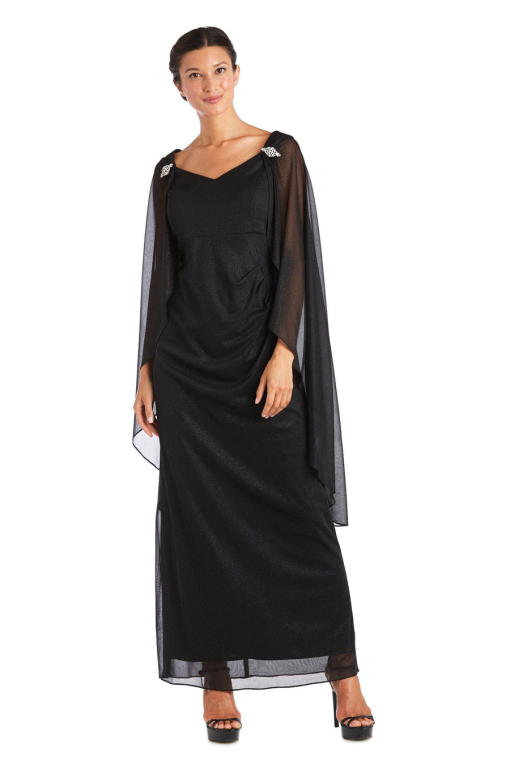 R&M Richards DressBarn Women S Black Empire Waist Gown with Sweetheart Neck and Attache Dress - 6