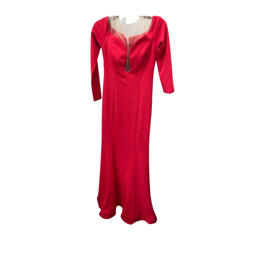 XSCAPE Red Long Sleeve Evening Gown - Size M - Formal Dress - Image 2