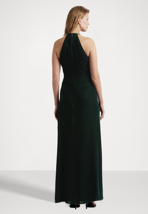 Lauren Ralph Lauren Women's Velvet Halter Gown, Green, 4 - Image 2