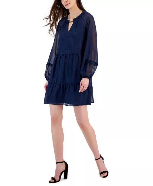 I.N.C. Navy Blue Metallic Mini Dress - XS - Women's Dresses