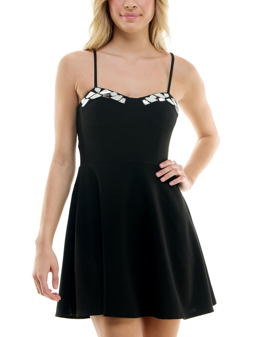 Speechless Black Embellished Mini Dress - Party Dress