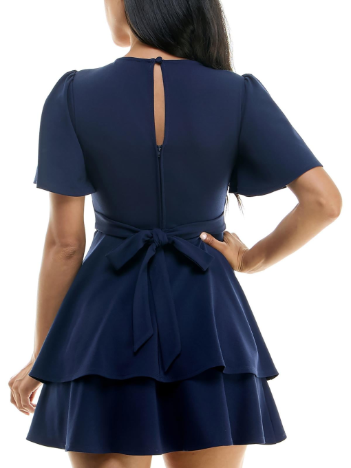 B-Darlin Navy Tiered Mini Dress Size 5/6 - Party Dresses - Image 2