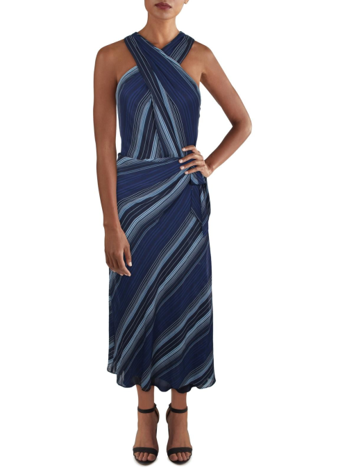 Ralph Lauren Blue Striped Midi Dress Size 2 - Women's Dresses